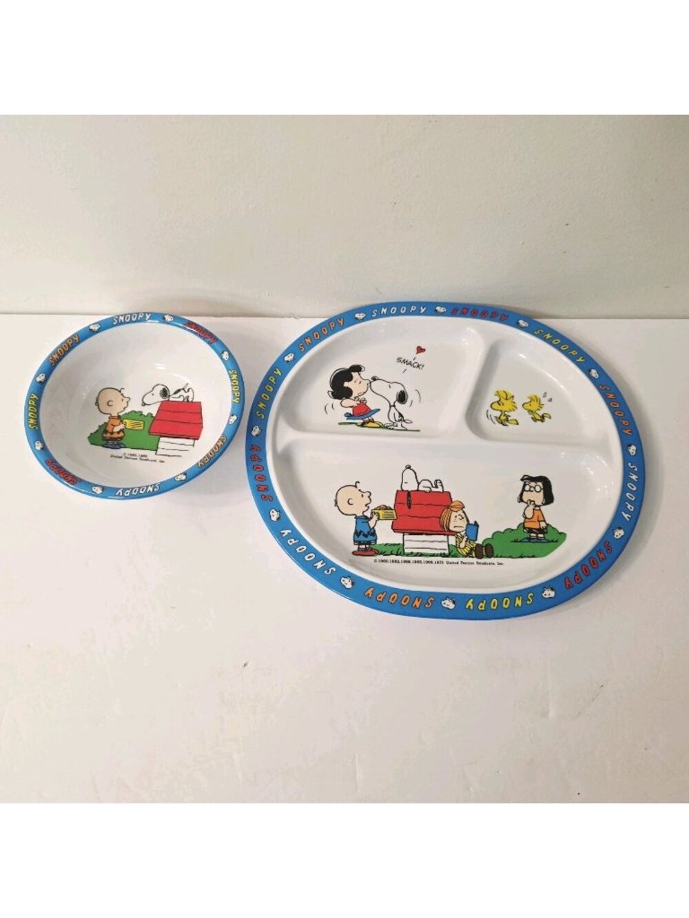 Peanuts Snoopy Charlie Brown Peco Melamine Divided Plate And Bowl